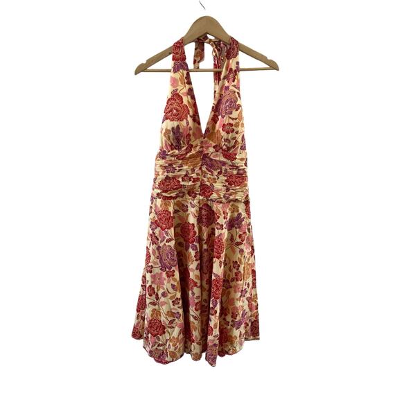 Philip Decaprio Womens Halter Neck Floral Mini Summer Dress Padded Size 8 | P303 - Picture 2 of 16
